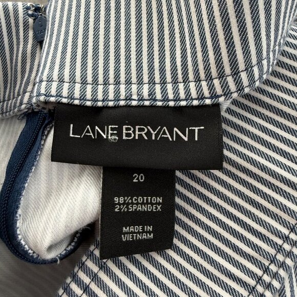 Lane Bryant Straight Pencil Skirt Striped Size 20 Cotton Blend Navy & Off White - Picture 3 of 12